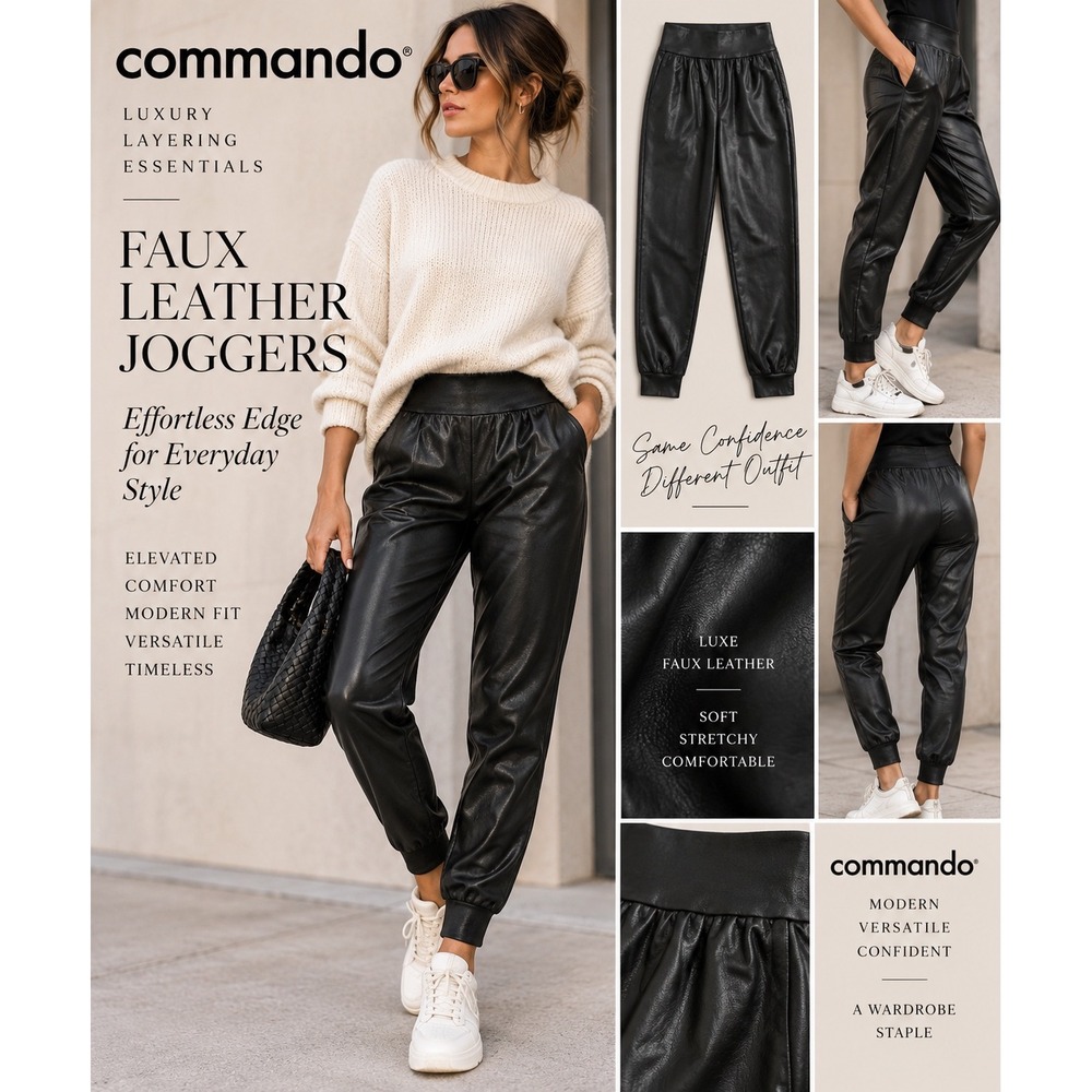 Commando Faux Leather Joggers M NWT Black Edgy Moto Y2K Pants